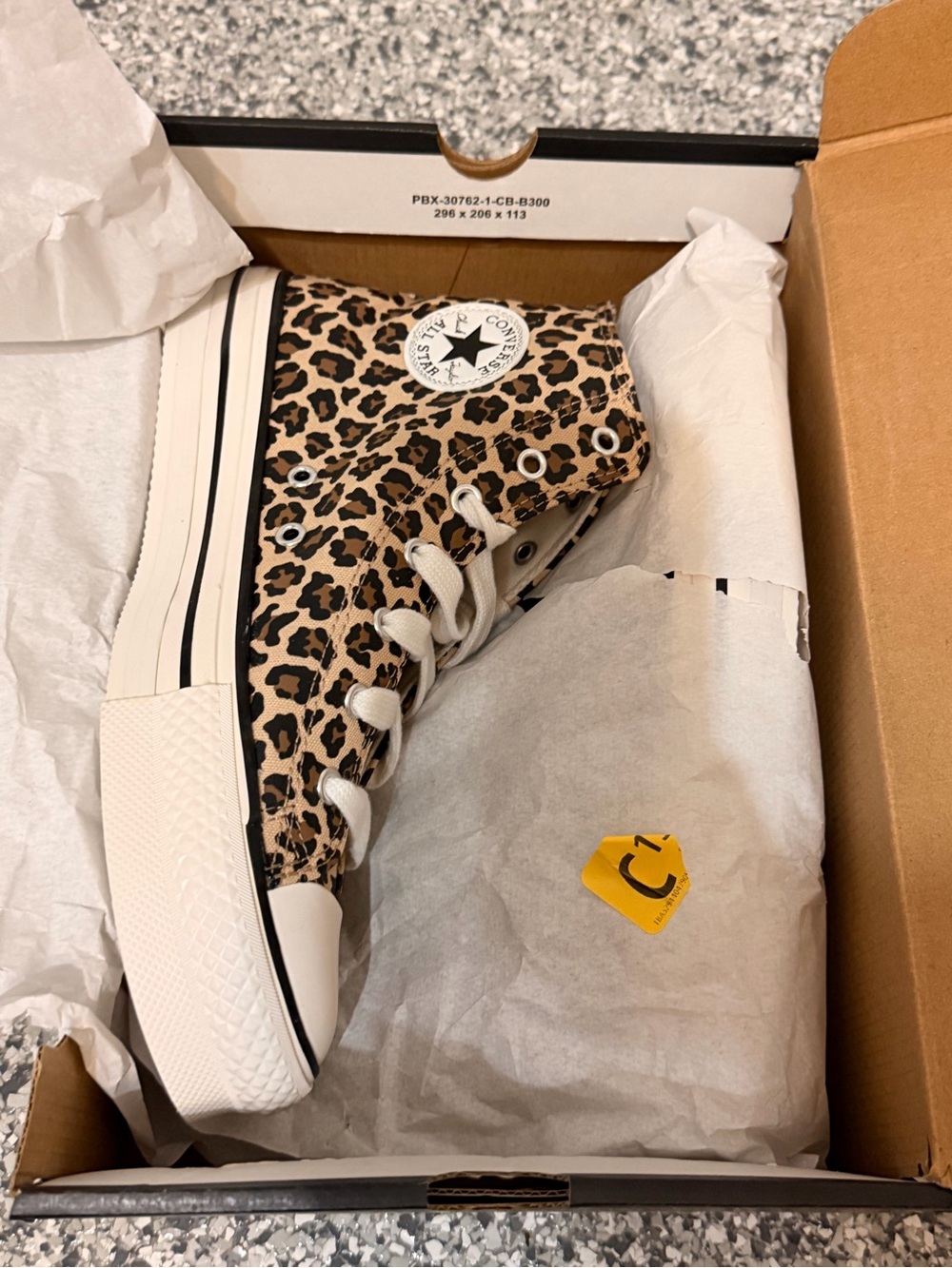 Converse Kids High Top Sneakers - Leopard Print Tan & Black